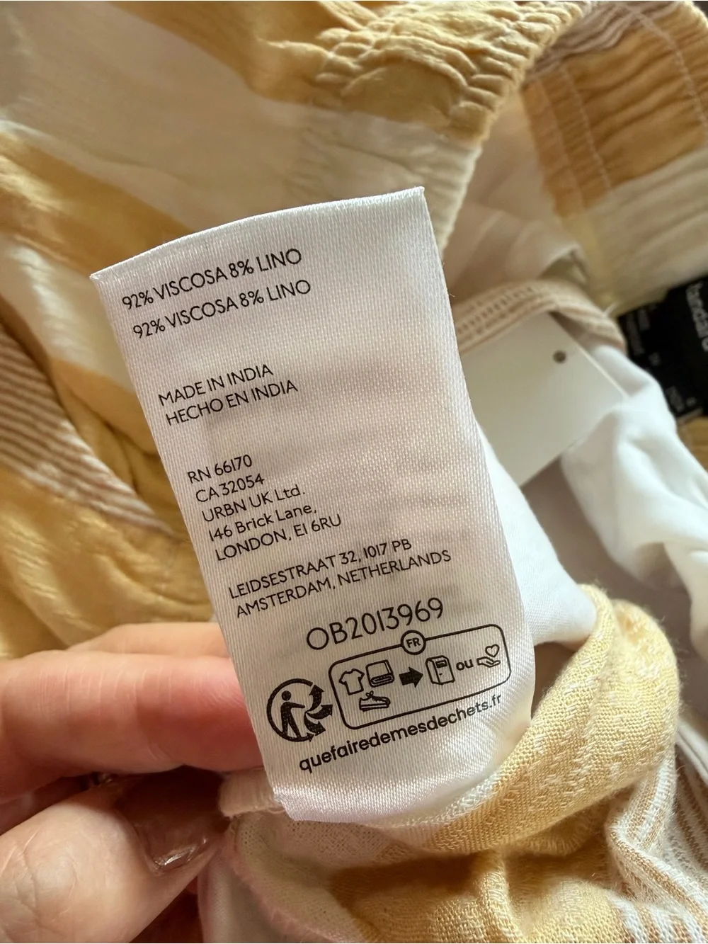 Men's Standard Cloth Yellow & White Striped Linen Blend Beach Pants L NWT *Firm*